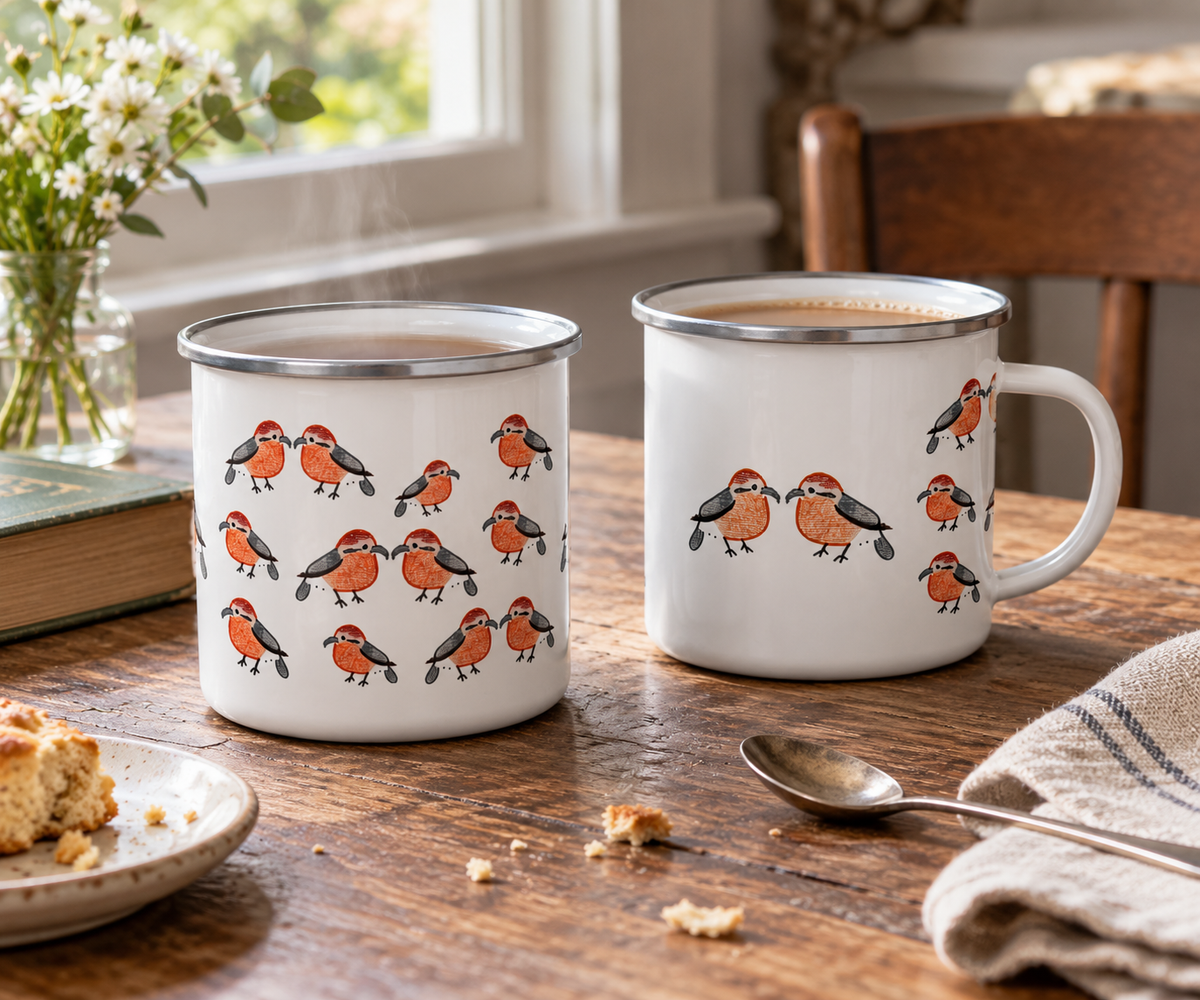 Little red-capped robin Enamel Mug
